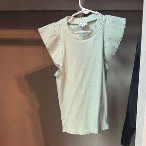 Francesca's Collections Mint Ruffle Sleeve Top